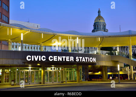 Denver Civic Center Station Loop public transport bus and coach station hub, Denver, Colorado, USA Stock Photo