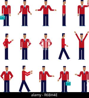 Modern flat design cartoon character set Businessman Manager Waiter Vector illustration Stock Vector