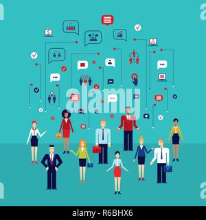 Group of people with icons Social network Communication Successful business concept Vector illustration Stock Vector