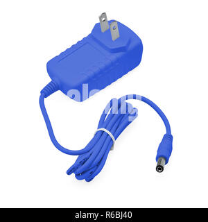 Blue Green Wire for Wall Outlet on White Background Stock Photo