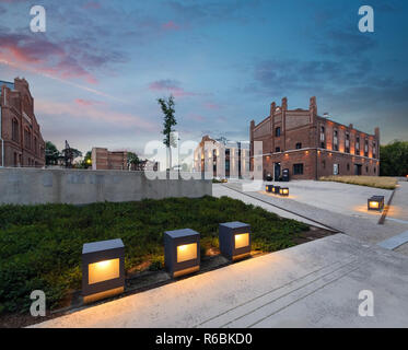 Old industrial part of Katowice after sunset. Poland. Europe. Stock Photo