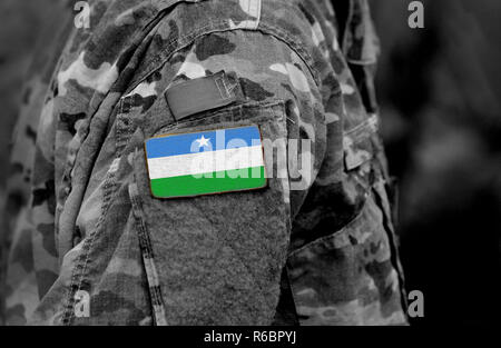 Somalia flag on soldiers arm. Somali army (collage Stock Photo - Alamy