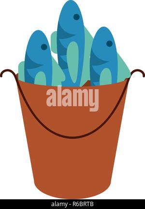 Fishes in bucket Stock Vector