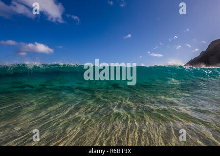 Glassy conditions at Makapu'u beach park, Oahu,Hawaii. Stock Photo