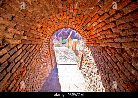 Graz walkway from upper town tunnel view Stock Photo