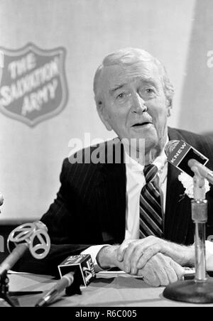 American film Actor, James Stuart speaking in San Francisco in the 1980s, in support of the Salvation Army Stock Photo