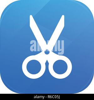 Scissors flat icon, office glossy icon isolated on white background Stock Vector