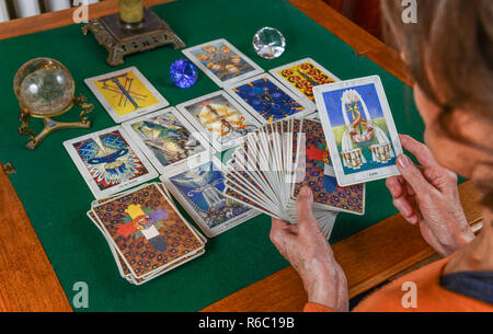 Tarot maps, tarot play, Tarotkarten, Tarotspiel Stock Photo