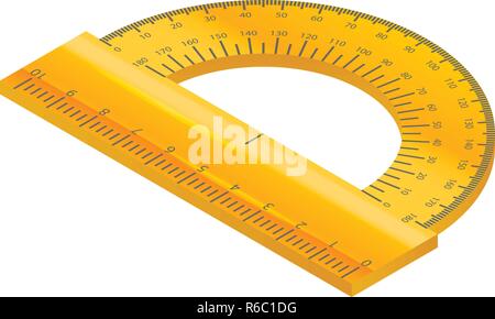 Yellow protractor icon, isometric style Stock Vector
