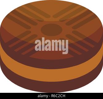 Chocolate biscuit icon, isometric style Stock Vector