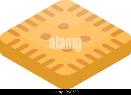 Square biscuit icon, isometric style Stock Vector