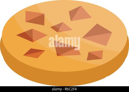 Chocolate piece cookie icon, isometric style Stock Vector