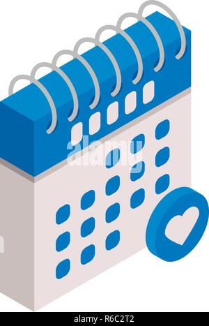 Calendar favorite date icon, isometric style Stock Vector