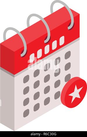 Calendar star day icon, isometric style Stock Vector