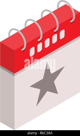 Star grey calendar day icon, isometric style Stock Vector