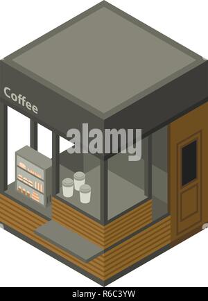 Coffee street shop icon, isometric style Stock Vector
