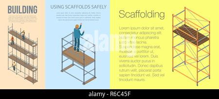 Scaffolding banner set, isometric style Stock Vector