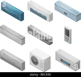 Conditioner icon set, isometric style Stock Vector