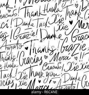 Pattern of Thank you in different languages Stock Vector