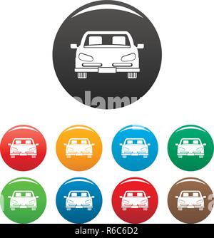 Front car icons set 9 color vector isolated on white for any design Stock Vector