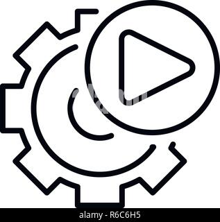 Media player icon with cog settings sign. Rounded square web button ...
