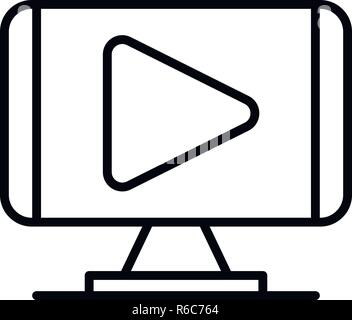 Play video monitor icon, outline style Stock Vector