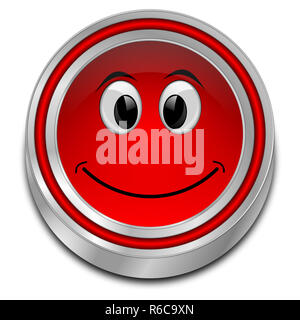 red Button with smiling face - 3D illustration Stock Photo - Alamy