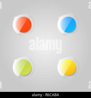 Colored glass buttons on a gray background. Vector illustration . Stock Vector