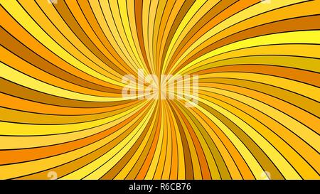 Orange hypnotic abstract spiral background with curved striped rays Stock Vector