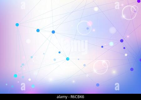 Futuristic abstract background blockchain technology. Global internet network connection. Peer to peer network business concept. Global cryptocurrency blockchain vector banner. Wave flow Stock Vector