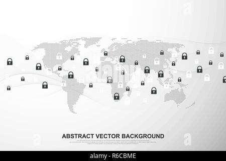 Global network connection background. Cyber security concept global business. Internet communication background. Technology graphic design. Vector illustration. Stock Vector