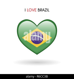 Love Brazil symbol. Flag heart glossy icon Stock Photo