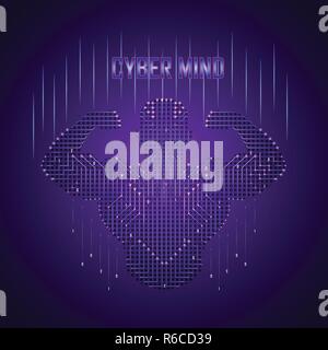 Man Ciber Mind Stock Vector