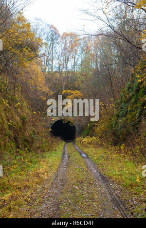 A walk through the disused Glenfarg Railway tunnels in Perth and Kinross Scotland. Stock Photo