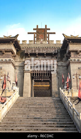 Chibi, Hubei/ CHINA - OCT 25, 2018: The ancient battle field of The red cliff,  It’s one of scene in the Chinese  movies “ The Red Cliff” . inside the Stock Photo