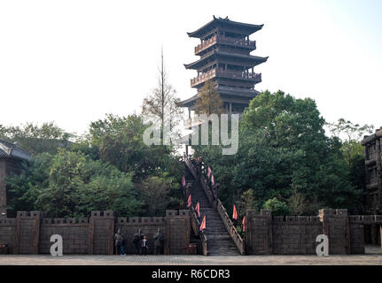 Chibi, Hubei/ CHINA - OCT 25, 2018:The ancient battle field of The red cliff,  It’s one of scene in the Chinese  movies “ The Red Cliff” . inside the  Stock Photo