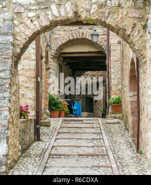 Vallo di Nera, beautiful ancient village in the Province of Perugia, in the Umbria region of Italy. Stock Photo