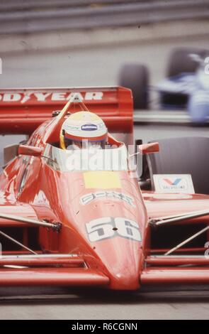 Rocky Moran in the Genesee Beer race car during the 1988 Marlboro Grand Prix at the Meadowlands race track in East Rutherford, New Jersey. Shortly afterwards he crashed out of the race. Stock Photo