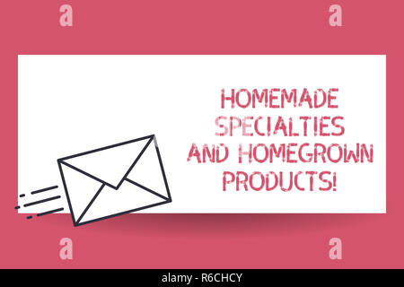 Handwriting Text Homemade Specialties And Homegrown Products Concept Meaning Healthy Fresh Special Dishes Fast Delivery Icon On Sealed Envelope Expre Stock Photo Alamy