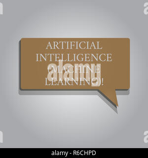 Handwriting text Artificial Intelligence Machine Learning. Concept meaning Latest technology robots chat bot Rectangular shape Solid color Halftone Bl Stock Photo