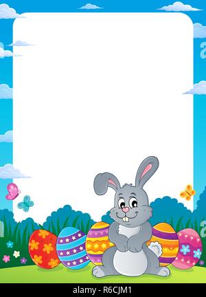 Frame with Easter rabbit thematics 1 Stock Photo