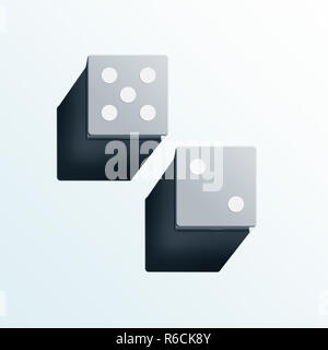 View from above digital image of a pair of dice in black and white on a white background Stock Photo