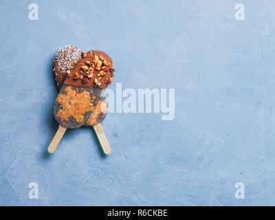 Chia popsicle with raw carrot cake and chocolate Stock Photo