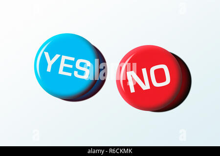 Two badges with 'yes' snd 'no' against a white background Stock Photo