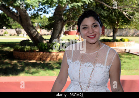 MERIDA, YUC/MEXICO - NOV 13, 2017: Candid portrait of young woman at a party. Stock Photo