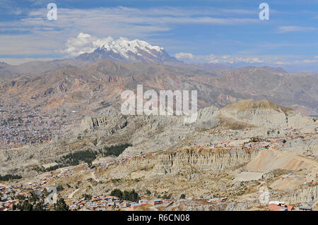 Bolivia, View Of Cordillera Real From La Paz Stock Photo