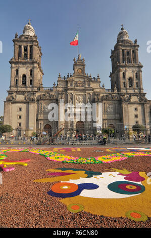 The Metropolitan Cathedral Of The Assumption Of Mary Of Mexico City, The Largest And Oldest Cathedral In The Americas And Seat Of The Roman Catholic A Stock Photo