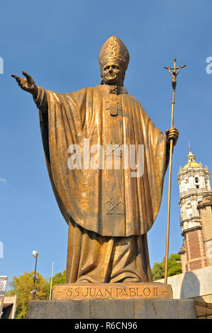 Statue Of Pope John Paul Ii Near Basilica Of Guadalupe In Mexico City Stock Photo