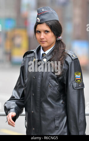 Russia, Moscow, Female Russian Police Of The Russian Communist Party Participate In The 1St Of May Day Parade In Moscow Stock Photo