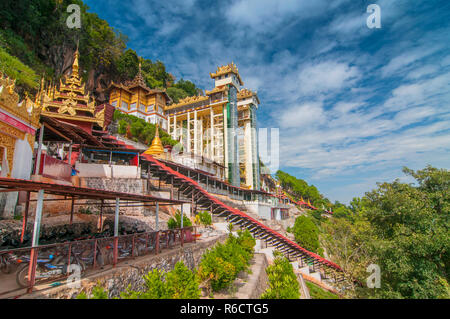 Path To The Pindaya Caves, Buddhist Shrine Where Thousands Of Buddha Images Have Been Consecrated For Worship Over The Centuries Stock Photo